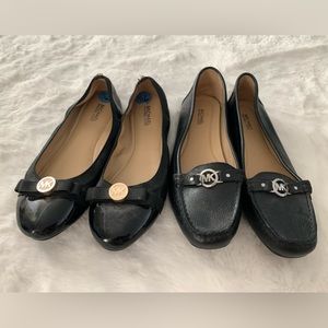 2 black Michael Kors flat shoes